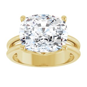 18K Yellow Gold 12x10 mm Elongated Cushion Ring Mounting – image 5