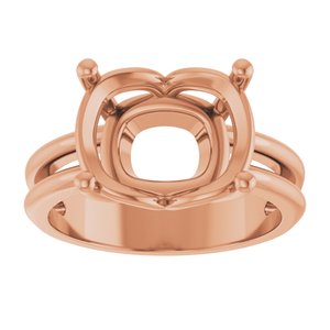 14K Rose Gold 12x10 mm Elongated Cushion Ring Mounting – image 6