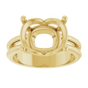 14K Yellow Gold 12x10 mm Elongated Cushion Ring Mounting – image 6