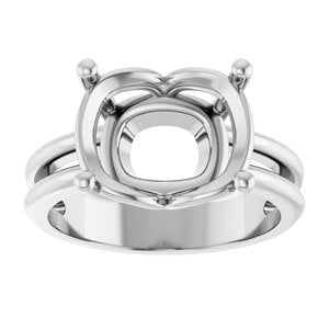 Sterling Silver 12x10 mm Elongated Cushion Ring Mounting – image 6