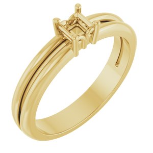 18K Yellow Gold 3.25x3.25 mm Square Ring Mounting – image 2