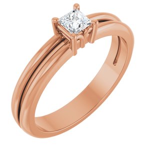 18K Rose Gold 3.25x3.25 mm Square Ring Mounting