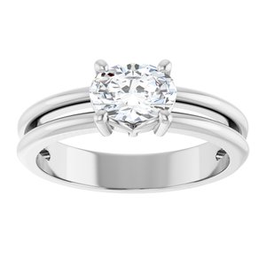10K White Gold 7x5 mm Oval Ring Mounting – image 5