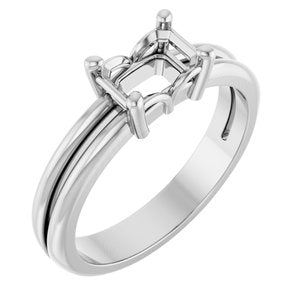 10K White Gold 6.5x4.5 mm Emerald Ring Mounting – image 2