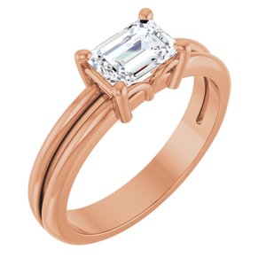 10K Rose Gold 6.5x4.5 mm Emerald Ring Mounting