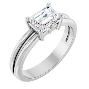 14K White Gold 6.5x4.5 mm Emerald Ring Mounting