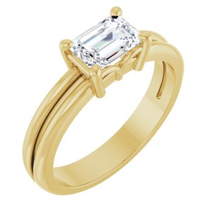 10K Yellow Gold 6.5x4.5 mm Emerald Ring Mounting