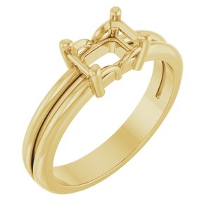 14K Yellow Gold 6.5x4.5 mm Emerald Ring Mounting – image 2