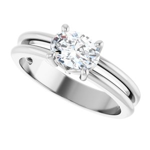 10K White Gold 7x5 mm Oval Ring Mounting – image 8
