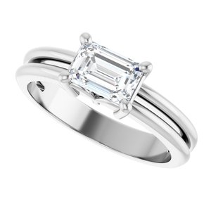 18K White Gold 6.5x4.5 mm Emerald Ring Mounting – image 8