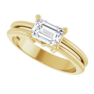 18K Yellow Gold 6.5x4.5 mm Emerald Ring Mounting – image 8