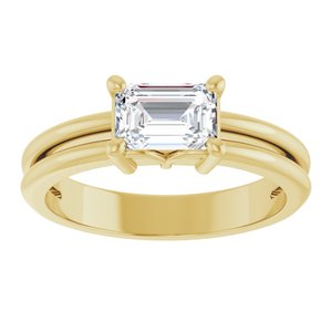 10K Yellow Gold 6.5x4.5 mm Emerald Ring Mounting – image 5