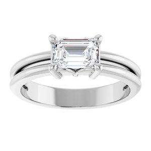 10K White Gold 6.5x4.5 mm Emerald Ring Mounting – image 5