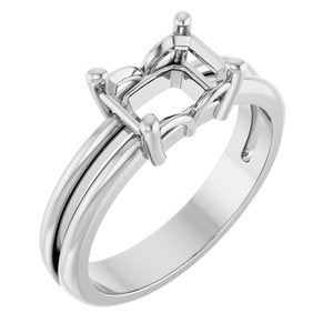 14K X1 White Gold 7.5x5.5 mm Emerald Ring Mounting – image 2