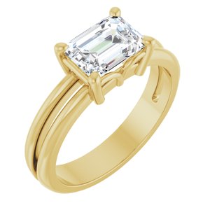 10K Yellow Gold 7.5x5.5 mm Emerald Ring Mounting