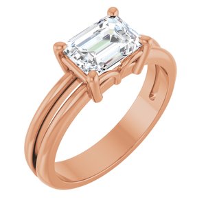 18K Rose Gold 7.5x5.5 mm Emerald Ring Mounting