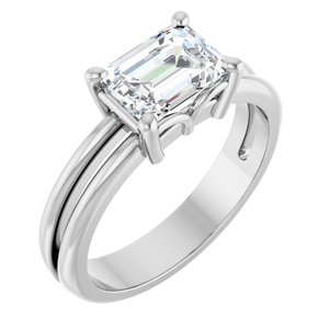 Continuum Sterling Silver 7.5x5.5 mm Emerald Ring Mounting