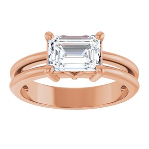 10K Rose Gold 7.5x5.5 mm Emerald Ring Mounting – image 5