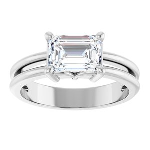 Continuum Sterling Silver 7.5x5.5 mm Emerald Ring Mounting – image 5