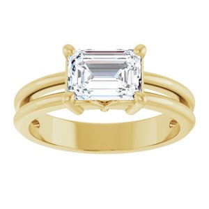 14K Yellow Gold 7.5x5.5 mm Emerald Ring Mounting – image 5