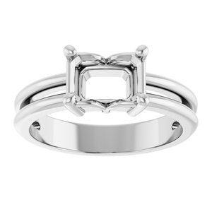 14K X1 White Gold 7.5x5.5 mm Emerald Ring Mounting – image 6