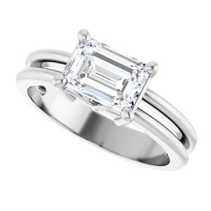 14K X1 White Gold 7.5x5.5 mm Emerald Ring Mounting – image 8
