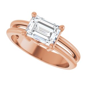 10K Rose Gold 7.5x5.5 mm Emerald Ring Mounting – image 8