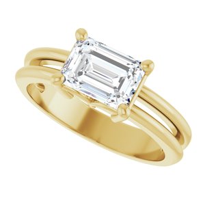 14K Yellow Gold 7.5x5.5 mm Emerald Ring Mounting – image 8