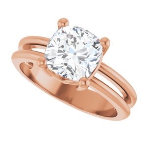 10K Rose Gold 7.5x7.5 mm Cushion Ring Mounting – image 8