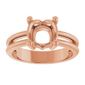10K Rose Gold 7.5x7.5 mm Cushion Ring Mounting – image 6