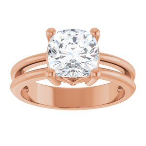 18K Rose Gold 7.5x7.5 mm Cushion Ring Mounting – image 5