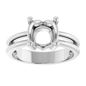 18K White Gold 7.5x7.5 mm Cushion Ring Mounting – image 6