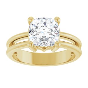 10K Yellow Gold 7.5x7.5 mm Cushion Ring Mounting – image 5