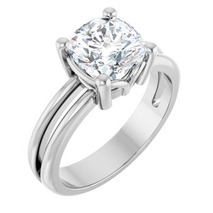 14K White Gold 7.5x7.5 mm Cushion Ring Mounting