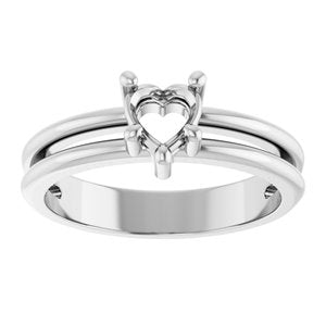 10K White Gold 5x5 mm Heart Ring Mounting – image 6