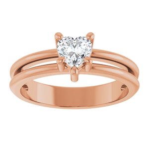 18K Rose Gold 5x5 mm Heart Ring Mounting – image 5