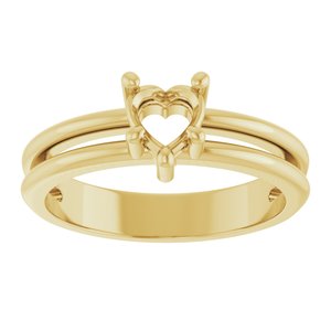 18K Yellow Gold 5x5 mm Heart Ring Mounting – image 6