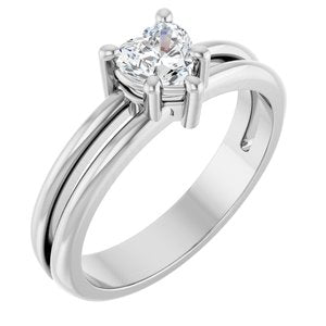 10K White Gold 5x5 mm Heart Ring Mounting