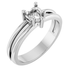 10K White Gold 5x5 mm Heart Ring Mounting – image 2