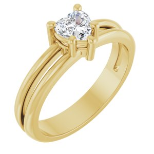 18K Yellow Gold 5x5 mm Heart Ring Mounting