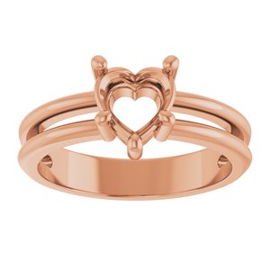 14K Rose Gold 6.5x6.5 mm Heart Ring Mounting – image 6