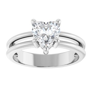 14K X1 White Gold 6.5x6.5 mm Heart Ring Mounting – image 5
