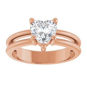 18K Rose Gold 6.5x6.5 mm Heart Ring Mounting – image 5