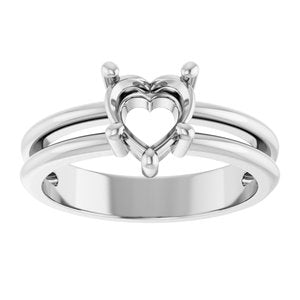 14K X1 White Gold 6.5x6.5 mm Heart Ring Mounting – image 6