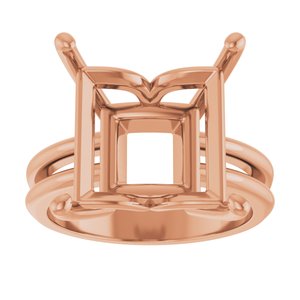 18K Rose Gold 12x12 mm Square Ring Mounting – image 6