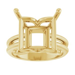 14K Yellow Gold 12x12 mm Square Ring Mounting – image 6