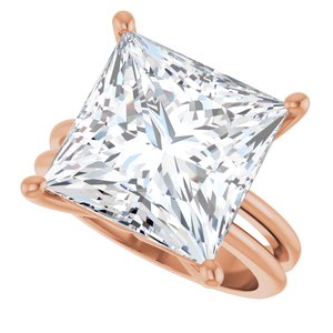 18K Rose Gold 12x12 mm Square Ring Mounting – image 8