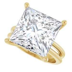 14K Yellow Gold 12x12 mm Square Ring Mounting – image 8