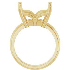 14K Yellow Gold 12x12 mm Square Ring Mounting – image 4
