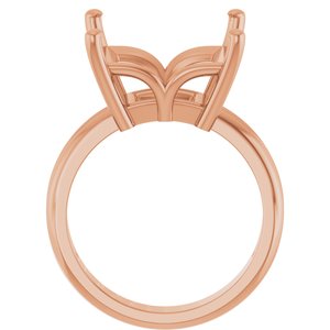 18K Rose Gold 12x12 mm Square Ring Mounting – image 4